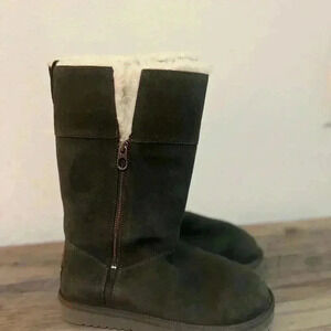 Ugg Women's Aribel Tall Suede Shearling Boots,Gray, Grey,SZ 7, Great